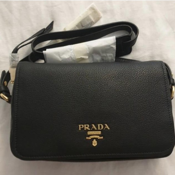 NEW Prada Vitello Phenix Black Leather Crossbody Bag 💯Authentic - Picture 8 of 11